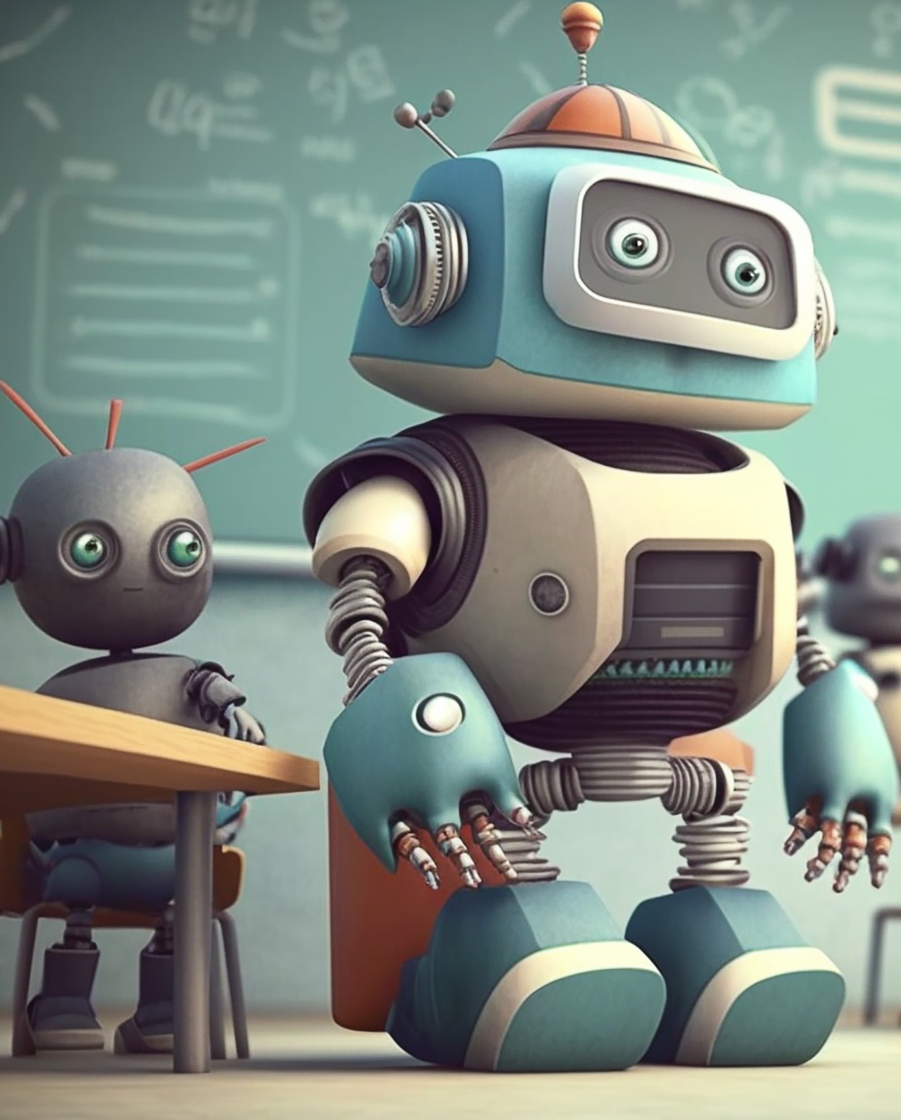 Robot a scuola: immagine generata da AI